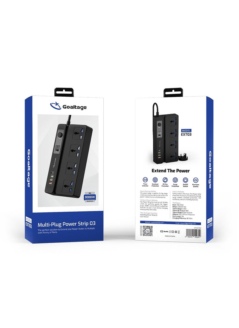 Goaltage - EXT03 PowerStrip Extension with On-Off Switch, Timer Indicator, Safety Protection, and Multi-Plug Functionality - Image 1