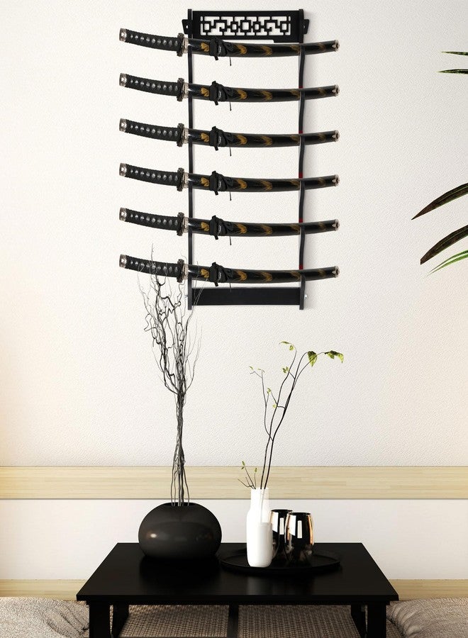 Barydat حامل سيوف كاتانا باريدات، حامل جداري لعرض سيوف كاتانا وساموراي، هدية مثالية لهواة جمع سيوف واكيزاشي اليابانية (6 طبقات) للرجال. - Image 3