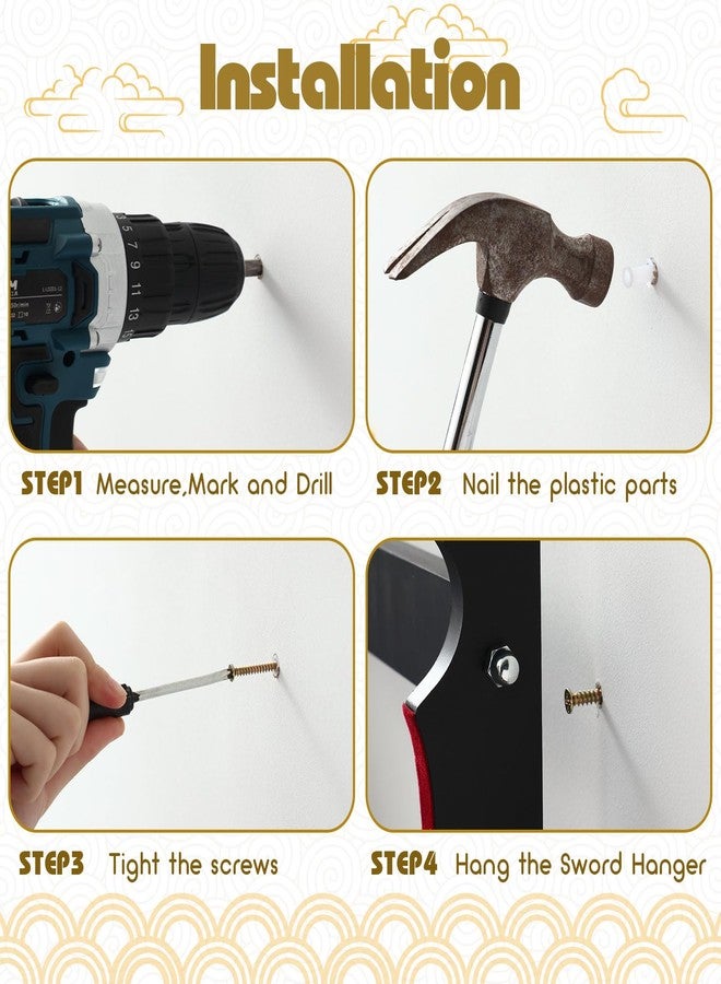 Barydat حامل سيوف كاتانا باريدات، حامل جداري لعرض سيوف كاتانا وساموراي، هدية مثالية لهواة جمع سيوف واكيزاشي اليابانية (6 طبقات) للرجال. - Image 5