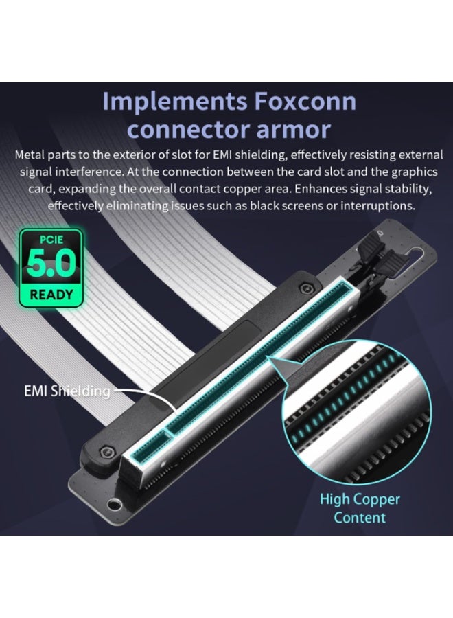 PCIe 5.0 X16 Extension Cable 128Gbps Gen 5 GPU Graphics Card Flexible Extender Card 15cm/5.91in - Image 3