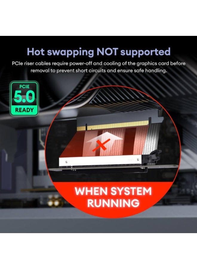 PCIe 5.0 X16 Extension Cable 128Gbps Gen 5 GPU Graphics Card Flexible Extender Card 15cm/5.91in - Image 5