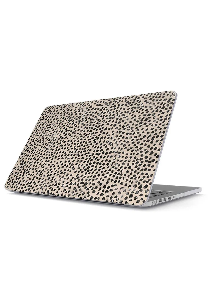 BURGA Protective Premium Hard Case Cover For Apple MacBook Pro 16 Inch Model A2780 2023 with Retina Display Touch ID Printed Design Hard Shell Laptop Case, Polka Dots Pattern Nude Almond Latte