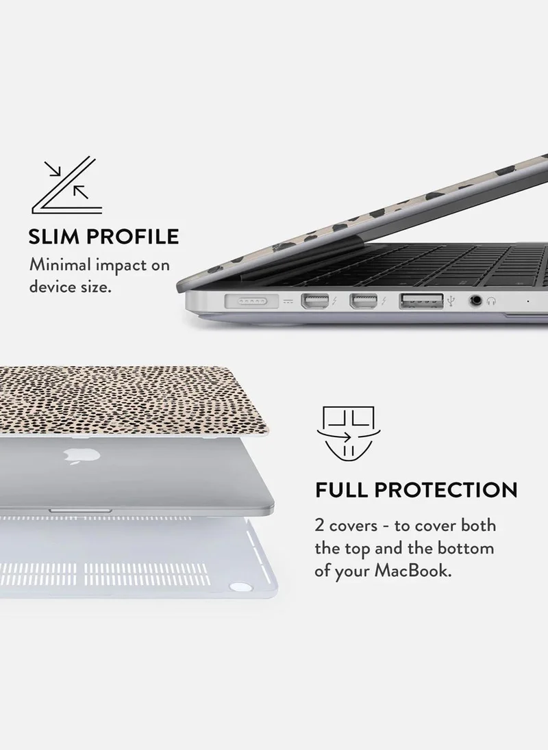 BURGA Protective Premium Hard Case Cover For Apple MacBook Pro 16 Inch Model A2780 2023 with Retina Display Touch ID Printed Design Hard Shell Laptop Case, Polka Dots Pattern Nude Almond Latte