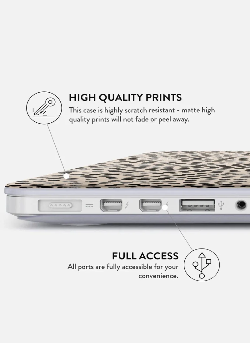 BURGA Protective Premium Hard Case Cover For Apple MacBook Pro 16 Inch Model A2780 2023 with Retina Display Touch ID Printed Design Hard Shell Laptop Case, Polka Dots Pattern Nude Almond Latte