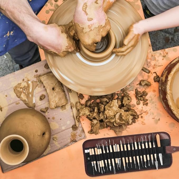 WISHBONE 15PCS WOOD CURVING 15Pcs Pottery Tools Professional Clay Sculpture Molding Carving Wooden Metal - Image 2