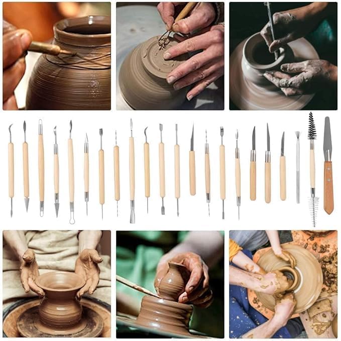 WISHBONE 15PCS WOOD CURVING 15Pcs Pottery Tools Professional Clay Sculpture Molding Carving Wooden Metal - Image 3