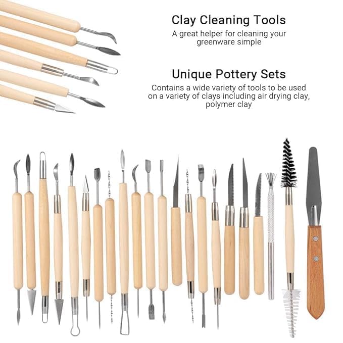 WISHBONE 15PCS WOOD CURVING 15Pcs Pottery Tools Professional Clay Sculpture Molding Carving Wooden Metal - Image 5