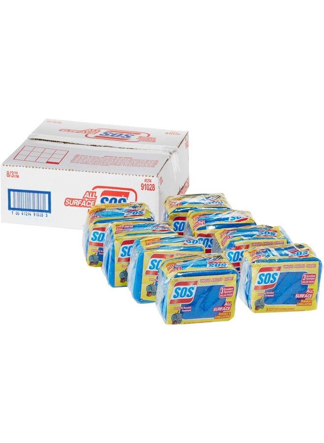 S.O.S All Surface Scrubber Sponge, 3 Count, Pack of 8 - Image 1