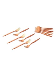Life Smile 12pcs Cutlery Set, 18/10 Stainless Steel, Flatware Set, 12pcs Cake Fork, Shine Rose Gold, for Home Kitchen, Mirror Polished - Dishwasher Safe  - Image 1