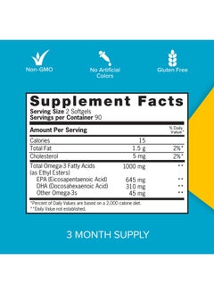 Qunol Fish Oil Omega 3 Mini Softgels, 1000mg Omega 3 EPA + DHA, Ultra Pure Supplements, Heart Health Support, Lemon Flavor, Easy to Swallow Minis, 3 Month Supply, 180 Count - pzsku/ZDF974F8FF86BD33D853DZ/45/_/1735907952/12e03bc7-e287-4257-b9d1-d2b2d6e54568