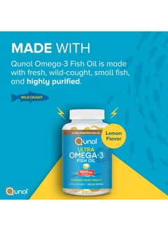 Qunol Fish Oil Omega 3 Mini Softgels, 1000mg Omega 3 EPA + DHA, Ultra Pure Supplements, Heart Health Support, Lemon Flavor, Easy to Swallow Minis, 3 Month Supply, 180 Count - pzsku/ZDF974F8FF86BD33D853DZ/45/_/1735907953/20a17467-0684-46e3-89f2-12b5fbc4653b