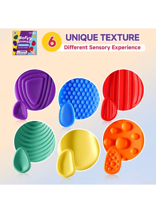 SENSORY Fidget Toys Sensory Stones 3PCS Silicone Stress Relief Toy Worry Stone Textured Anxiety Stone (Green, Red, Blue) - Image 5