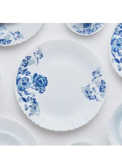 LARAH BY BOROSIL Larah by Borosil Blue Cascade Fluted Series Opalware Dinner Set | 19 Pieces for Family of 6 | Microwave & Dishwasher Safe | Bone-Ash Free | Crockery Set for Dining & Gifting | Plates & Bowls | White  - Image 2