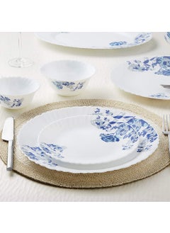 LARAH BY BOROSIL Larah by Borosil Blue Cascade Fluted Series Opalware Dinner Set | 19 Pieces for Family of 6 | Microwave & Dishwasher Safe | Bone-Ash Free | Crockery Set for Dining & Gifting | Plates & Bowls | White  - Image 3