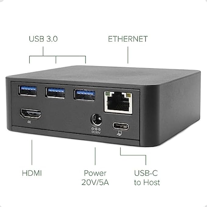 Plugable USB C MINI LAPTOP DOCKING STATION WITH 85W CHARGING COMPATIBLE WITH THUNDERBOLT 3 AND USB-C MACBOOKS AND SELECT WINDOWS LAPTOPS (HDMI UP TO 4K@30HZ, ETHERNET, 4X USB 3.0 PORTS, USB-C PD). - Image 2