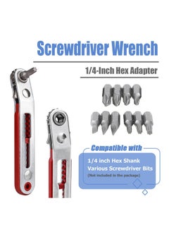 KASTWAVE Mini Ratchet Wrench, 1/4 Inch Drive Ratcheting Screwdriver, Wrenches Elbow Head and Flat Head High Torque Offset Reversible Drive Handle for 1/4-Inch Hex Shank Drill, Screwdriver Bits, 2 Pcs  - Image 5