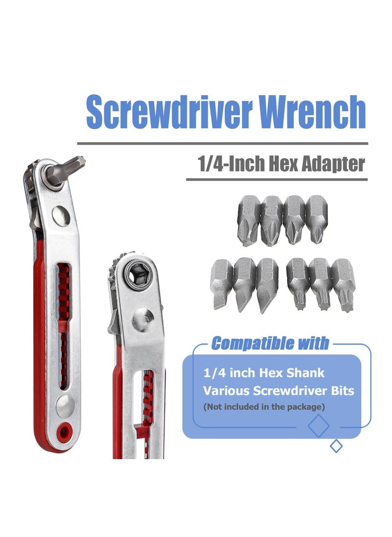 KASTWAVE - Mini Ratchet Wrench, 1/4 Inch Drive Ratcheting Screwdriver, Wrenches Elbow Head and Flat Head High Torque Offset Reversible Drive Handle for 1/4-Inch Hex Shank Drill, Screwdriver Bits, 2 Pcs - Image 1
