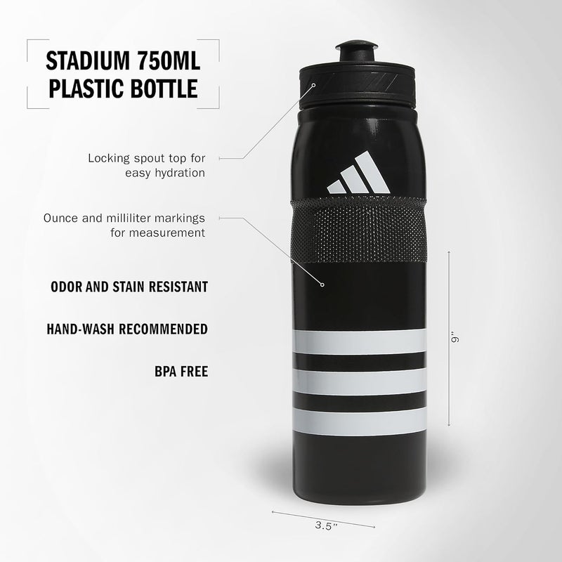 adidas 750 ML 28 oz Stadium Refillable Plastic Sport Water Bottle BlackWhiteBlack2 One Size - Image 2