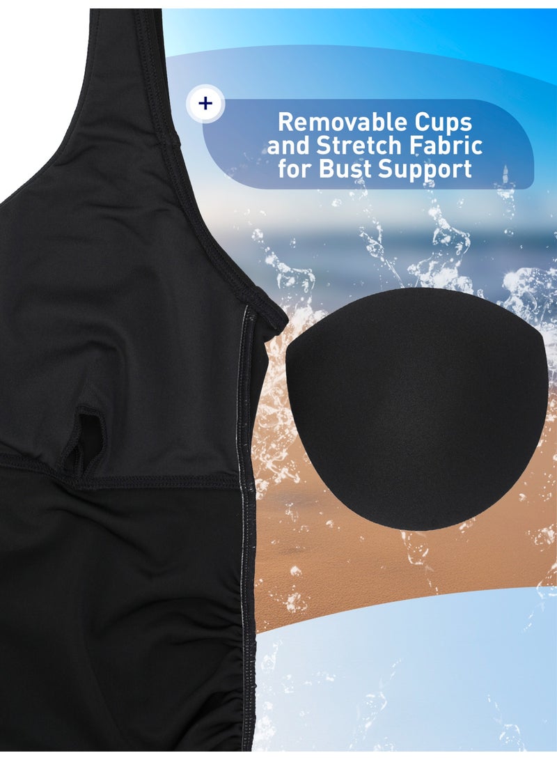 Joss Women's Swimsuit Black – Zipper Design, Removable Cups, Creora Highclo Fiber, Chlorine-Resistant, Freedom of Movement, Stylish & Comfortable - Image 3