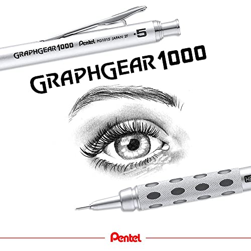 Pentel قلم رسم أوتوماتيكي من بنتل Packaged Graph Gear 1000، 0.5 مم، بلمسات رمادية، 1 قلم (XPG1015) - Image 5