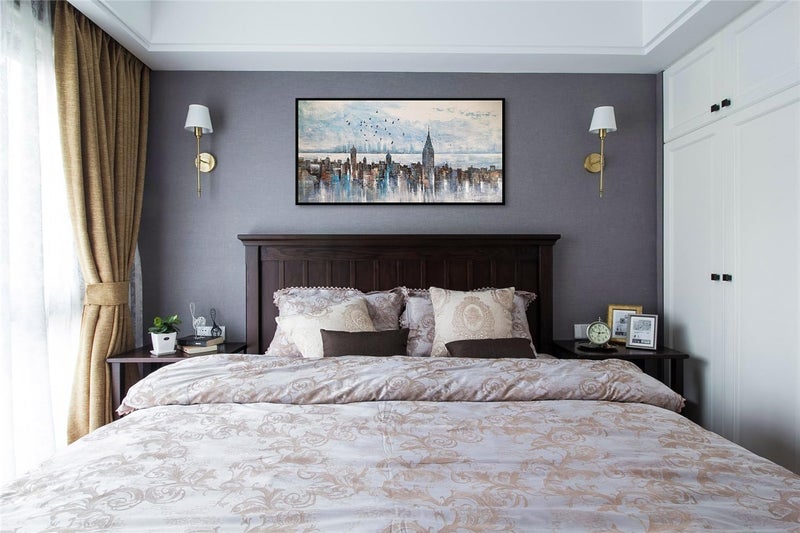 Arjun Cityscape Wall Art New York City Buildings Picture Modern Abstract Grey Skyline Birds NYC Painting Artwork for Bedroom Living Room Bathroom Home Office Decor, Large Size Black Framed 40"x20" - Image 4