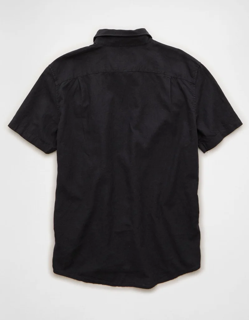 American Eagle AE Standard Fit Linen-Blend Button-Up Shirt