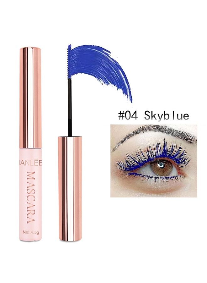 Mascara Colorful Fiber Mascara Charming Longlasting Mascara, Thick & Long Eyelash Waterproof and Smudge-proof Eyes Makeup (Sky blue)