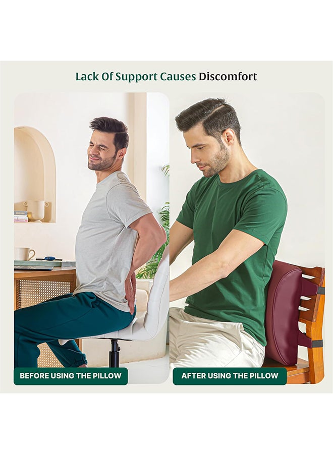 The White Willow Back Support for Office Chair Cushion-Memory Foam Car Seat Back Rest Cushion for Driving-Lumbar Back Support Cushion for Back Pain-BackRest Cushion-Chair Back Pillow-Berry-King  - Image 2