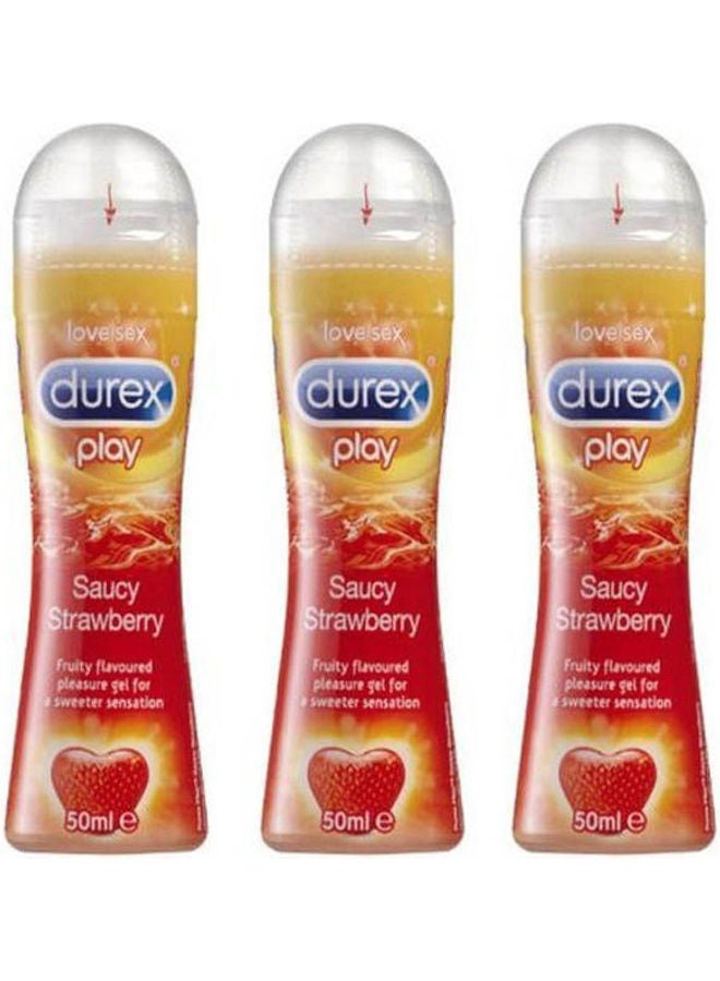 Play Lubricant Saucy Strawberry 3 Pcs
