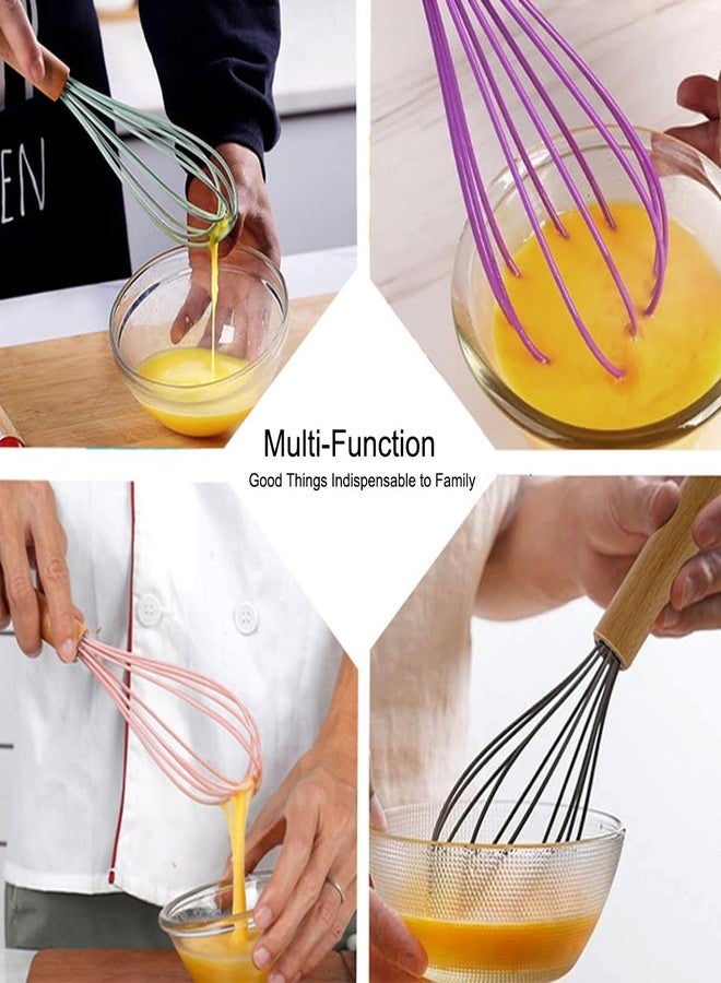BRIIEC 1-Piece Khaki Silicone Whisk with Wooden Handle BRIIEC 10-inch Non Stick Balloon Whisk Egg Beater for Pancake Batter, Eggs and Egg Whites, Cake Mix, Blending, Gravy and Sauces - Image 3