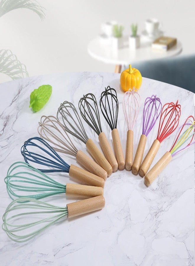 BRIIEC 1-Piece Khaki Silicone Whisk with Wooden Handle BRIIEC 10-inch Non Stick Balloon Whisk Egg Beater for Pancake Batter, Eggs and Egg Whites, Cake Mix, Blending, Gravy and Sauces - Image 2