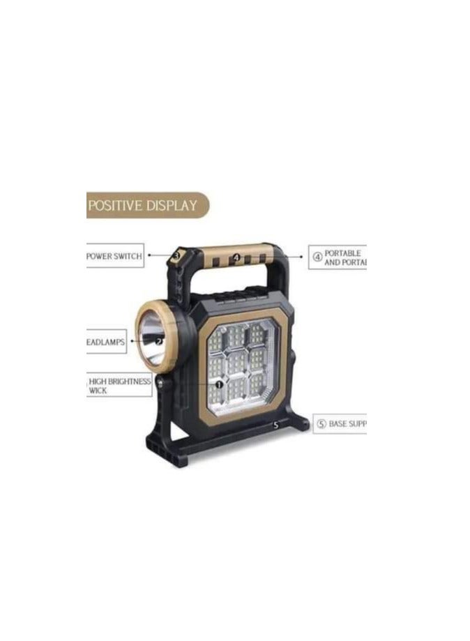 Portable Solar Searchlight, Mobile Phone Charging Emergency Strong Light Lamp For Outdoor Camping  - Image 1