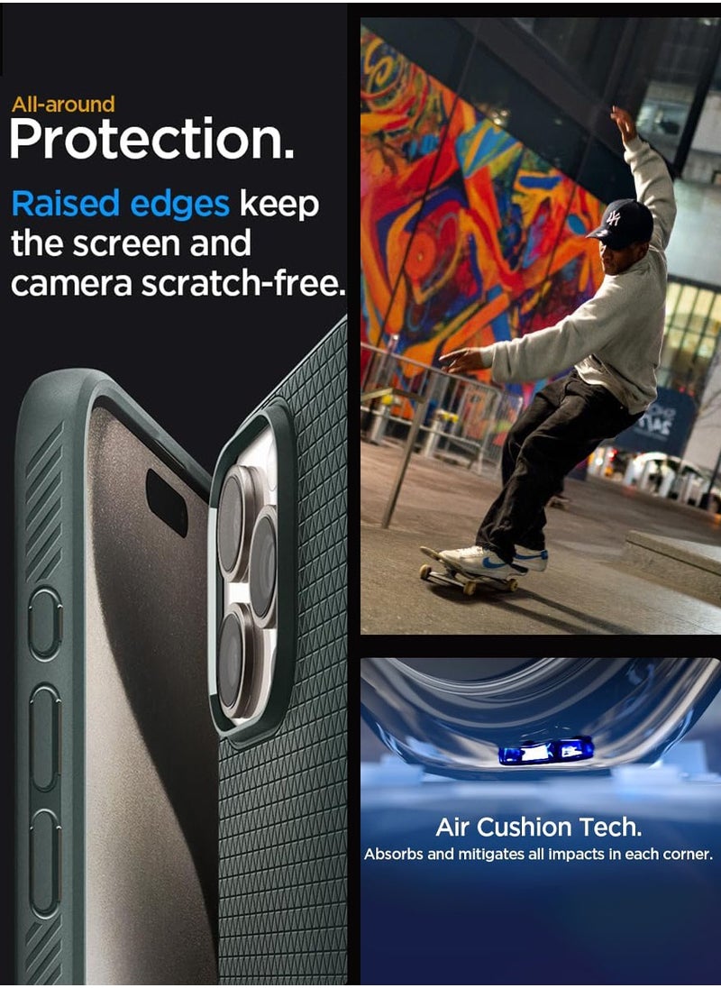 Spigen - Liquid Air for iPhone 15 Pro Case Cover - Abyss Green - Image 1