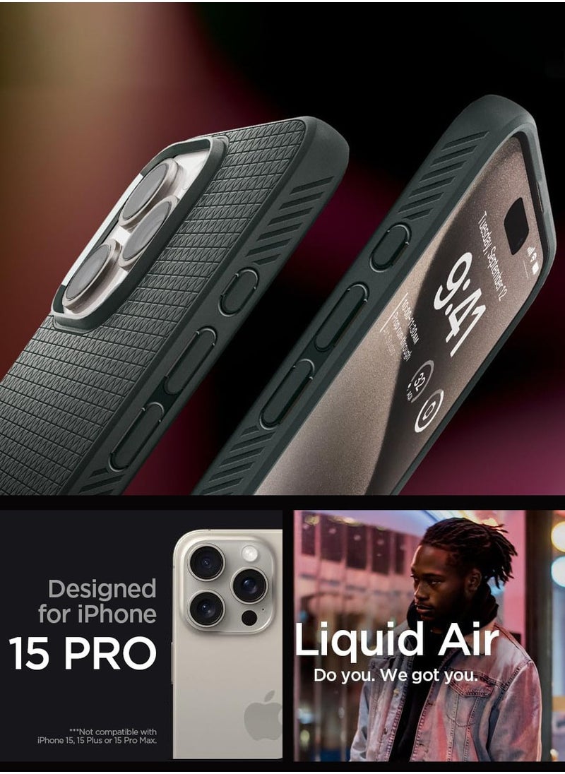 Spigen - Liquid Air for iPhone 15 Pro Case Cover - Abyss Green - Image 1