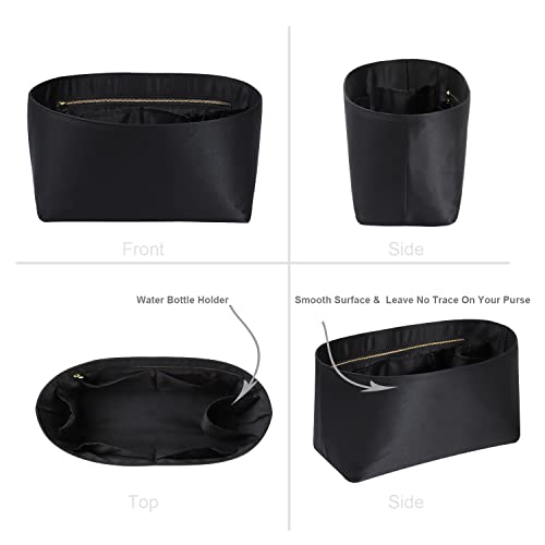ZTUJO Purse Organizer Insert For Handbags, Silk Purse Organizer with Zipper, Silky Smooth, Bag Organizer For Speedy Neverfull Tote,onthego,Artsy, 6 Sizes(Small, Silky Black) - Image 2
