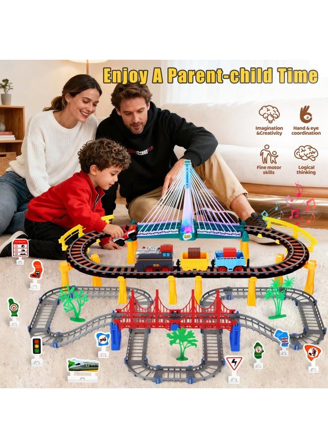 Letapapa قطار نقل صغير 4 قطع مع 29 ملحق مسار، هدية عيد ميلاد للأولاد والبنات - Image 2