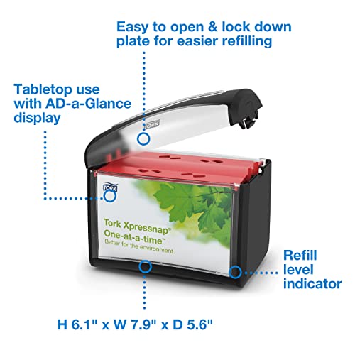 Tork Xpressnap Tabletop Napkin Dispenser Black One-at-a-time Dispensing, Hygienic, Durable Design 1 Pack x 1 Dispenser (6232100) - Image 2