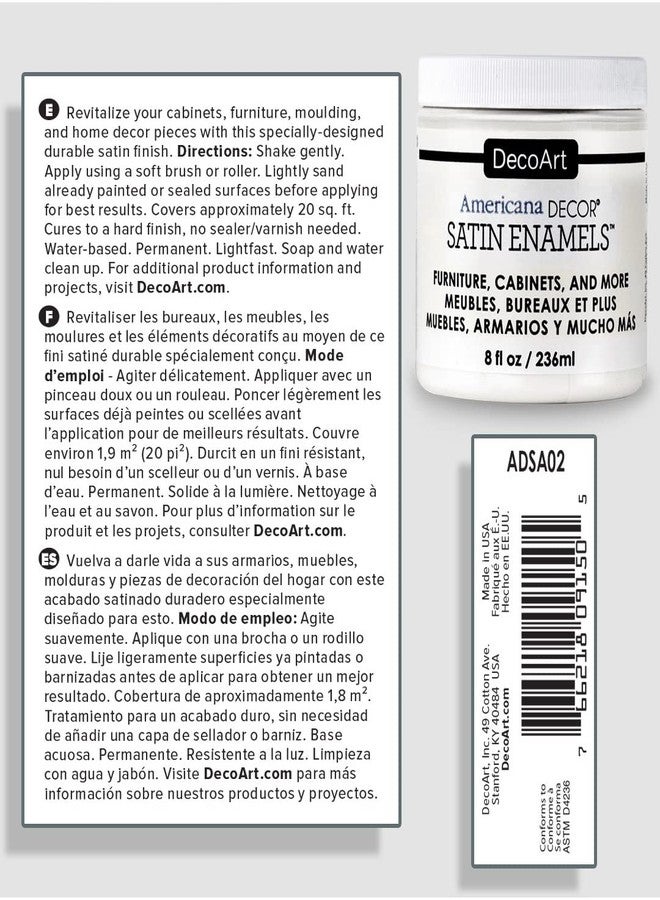 DecoArt Americana Decor Satin Enamels Acrylic Paint, Pure White, ADSA02, 8 fl oz, Jar (3 Pack) - Image 2