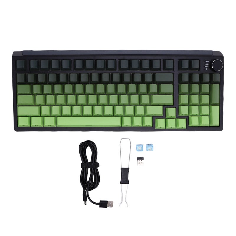 Wireless Mechanical Keyboard 85 Keys 3 Mode Connection Hot Swappable Switches - Gradient Green Compact 75% Keyboard With RGB Side Lighting Quiet Sound Dampening for Gaming Home Office Typing - Image 1