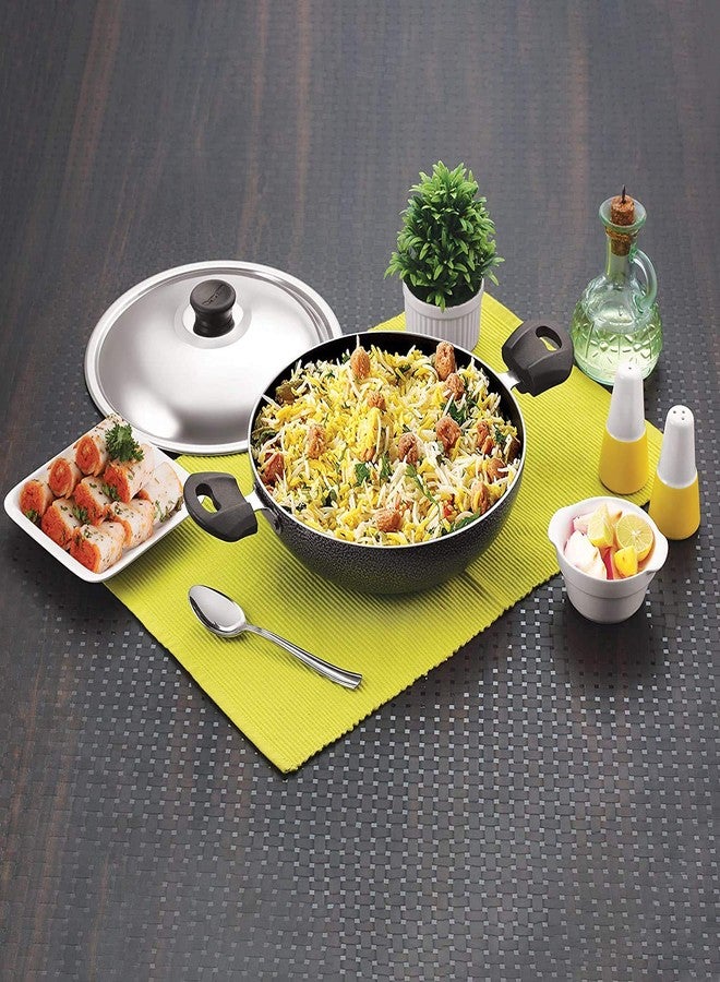 ANJALI Diamond Classic Induction Kadai 2.5 L with SS Lid | PTFE Nonstick Coating | Hammertone Finish - Image 4