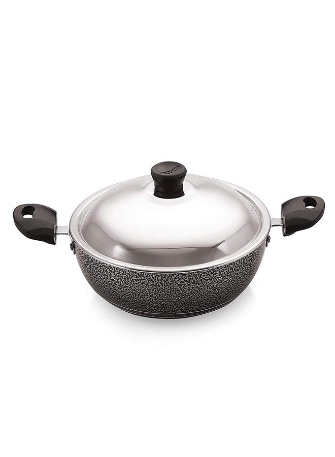 ANJALI Diamond Classic Induction Kadai 2.5 L with SS Lid | PTFE Nonstick Coating | Hammertone Finish - Image 3