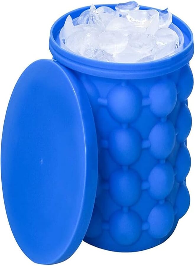 SEIWEI Silicone Ice Maker, Large Silicone Ice Cube Trays with lid, Quick Cooling Ice Bucket Ice Cube Storage Bucket Ice Cube Making Mold for Party, Match, Picnic, Cocktail