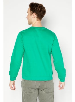 Vision Street Wear Men Crew Neck Long Sleeve Embroidered Logo Sweatshirt, Green  - Image 4
