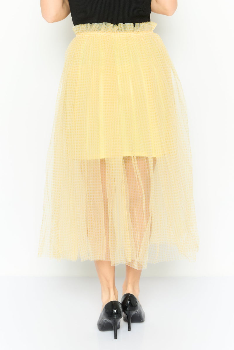 ONLY Women Textured Midi Skirt, Yellow - Image 3