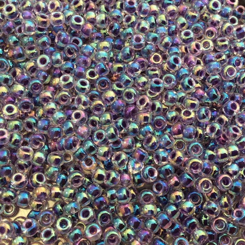 Miyuki Round Seed Beads Size 8/0 22g Amethyst Lined Crystal AB - Image 1