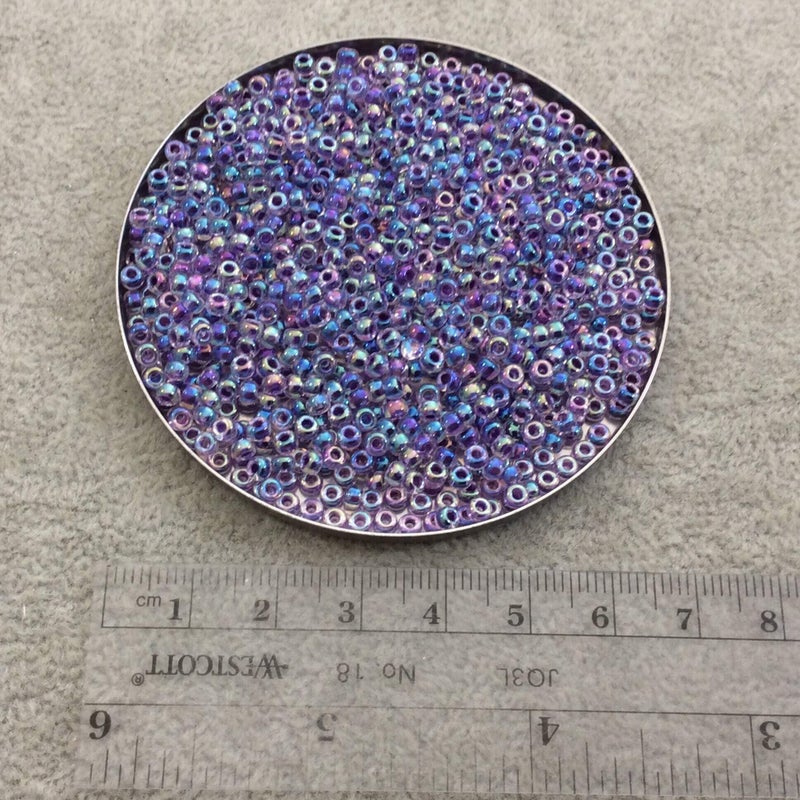 Miyuki Round Seed Beads Size 8/0 22g Amethyst Lined Crystal AB - Image 2
