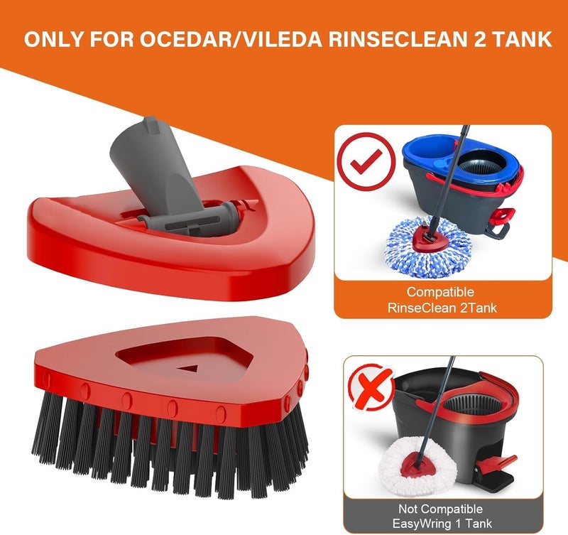 Fatmass Upgrade Spin Mop Replace Base Scrub Brush Only Compatible with Vileda Rinseclean System, More Layers of Bristles Great for Kitchen, Deck, Bathroom and Shower Floor Scrubber Head Replacement (Small) - Image 2