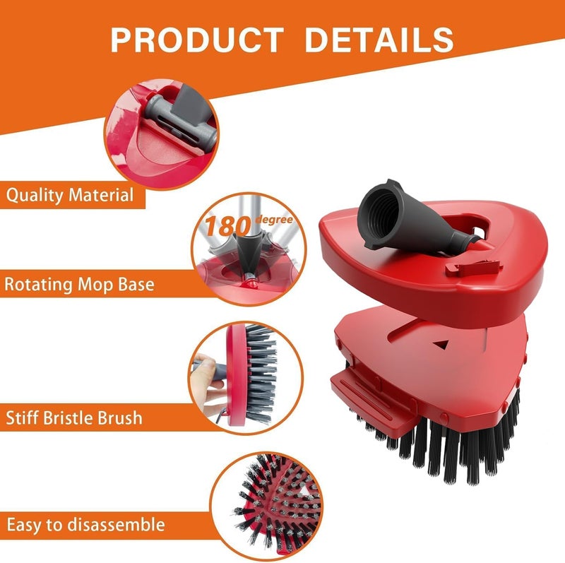 Fatmass Upgrade Spin Mop Replace Base Scrub Brush Only Compatible with Vileda Rinseclean System, More Layers of Bristles Great for Kitchen, Deck, Bathroom and Shower Floor Scrubber Head Replacement (Small) - Image 4