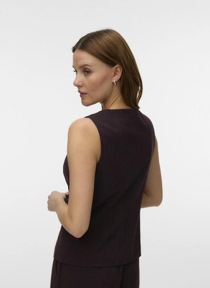 Vero Moda  Riva Pinstripe Single Breasted Waistcoat for Women | Best Price UAE