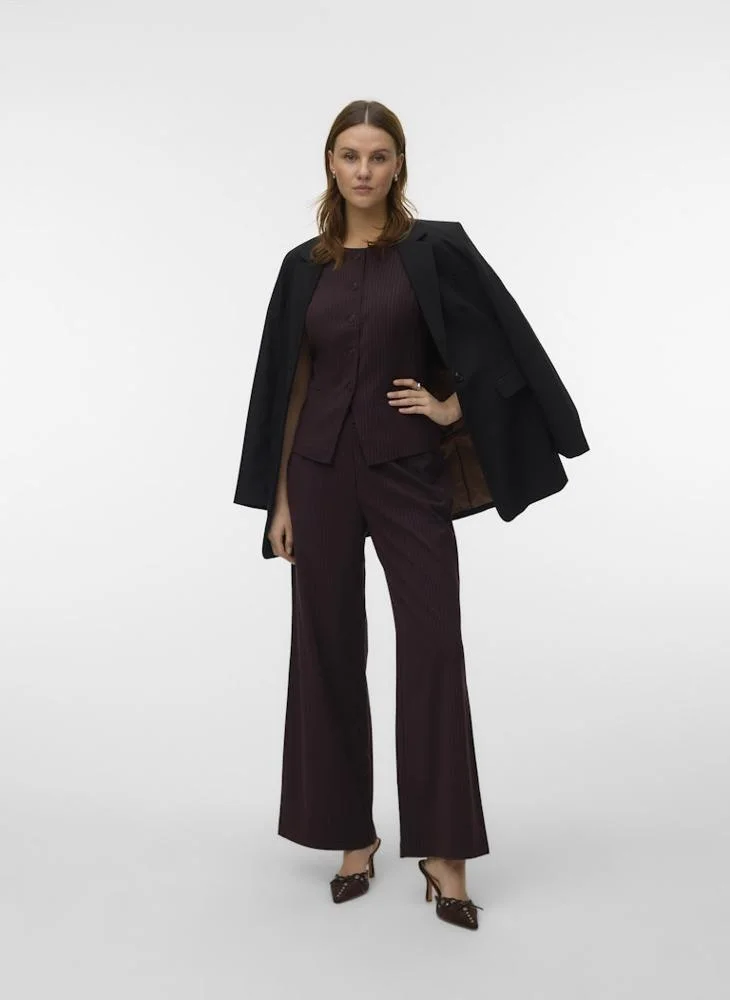 Vero Moda  Riva Pinstripe Single Breasted Waistcoat for Women | Best Price UAE